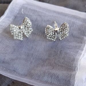 Sparkling Bow Stud Earrings